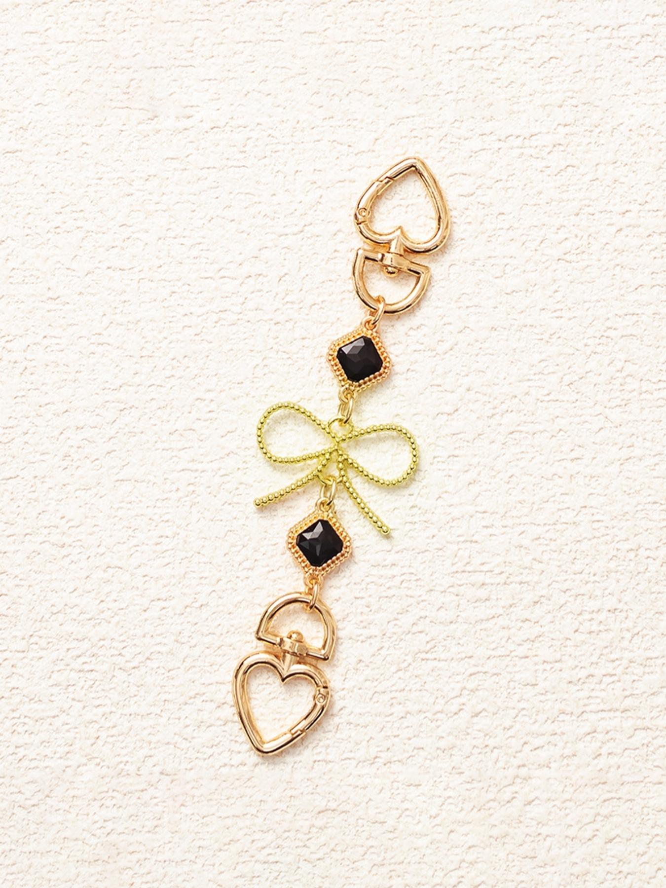 1PC Elegant Bow Flower Bag Chain Extender, Luxury Heart Clasp Handbag Charm, Aesthetic Rhinestone Keychain Accessory, Perfect Birthday Christmas Valentine's Day Gift for Women Girls, Trendy Bag Decor for Tote Backpack