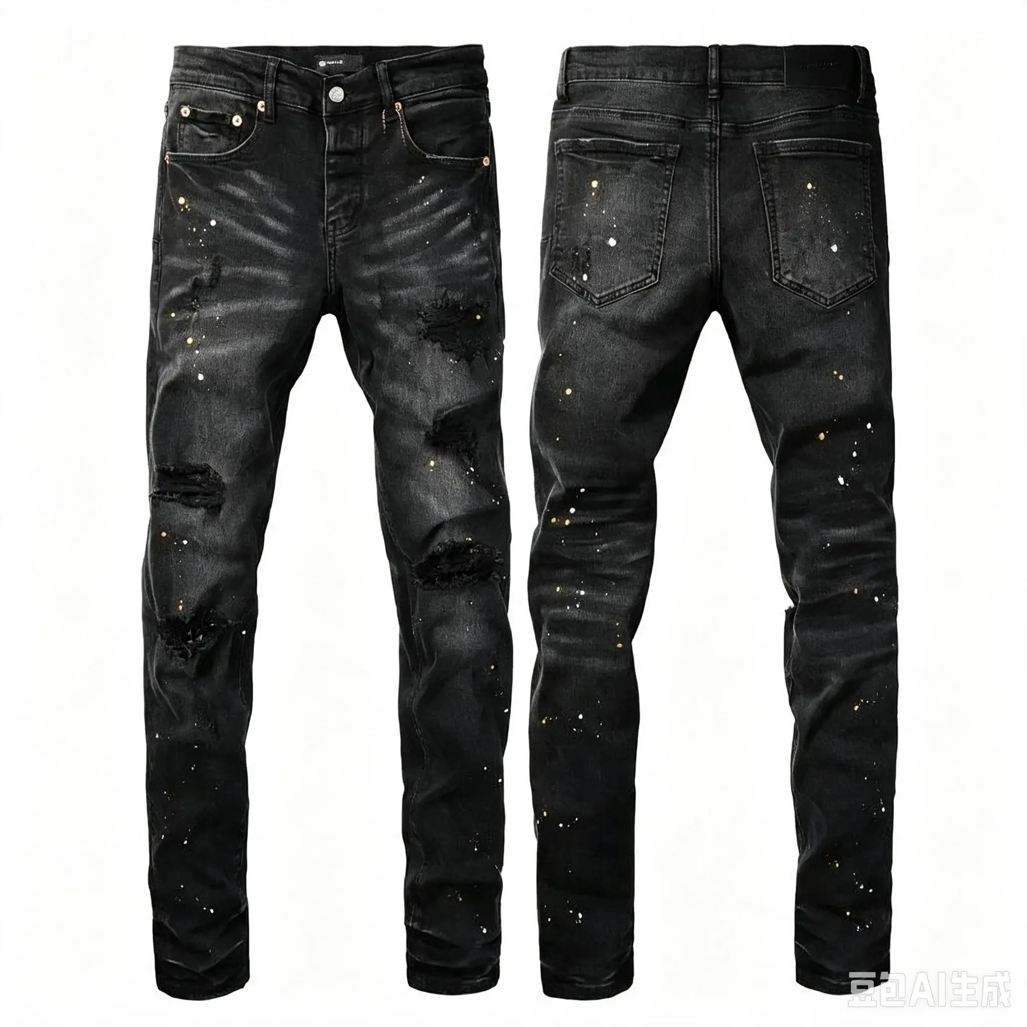 Purple Jeans Paint Hole Black 9045 2026 New Fashion Trend Quality Jeans men Streetwear Pants