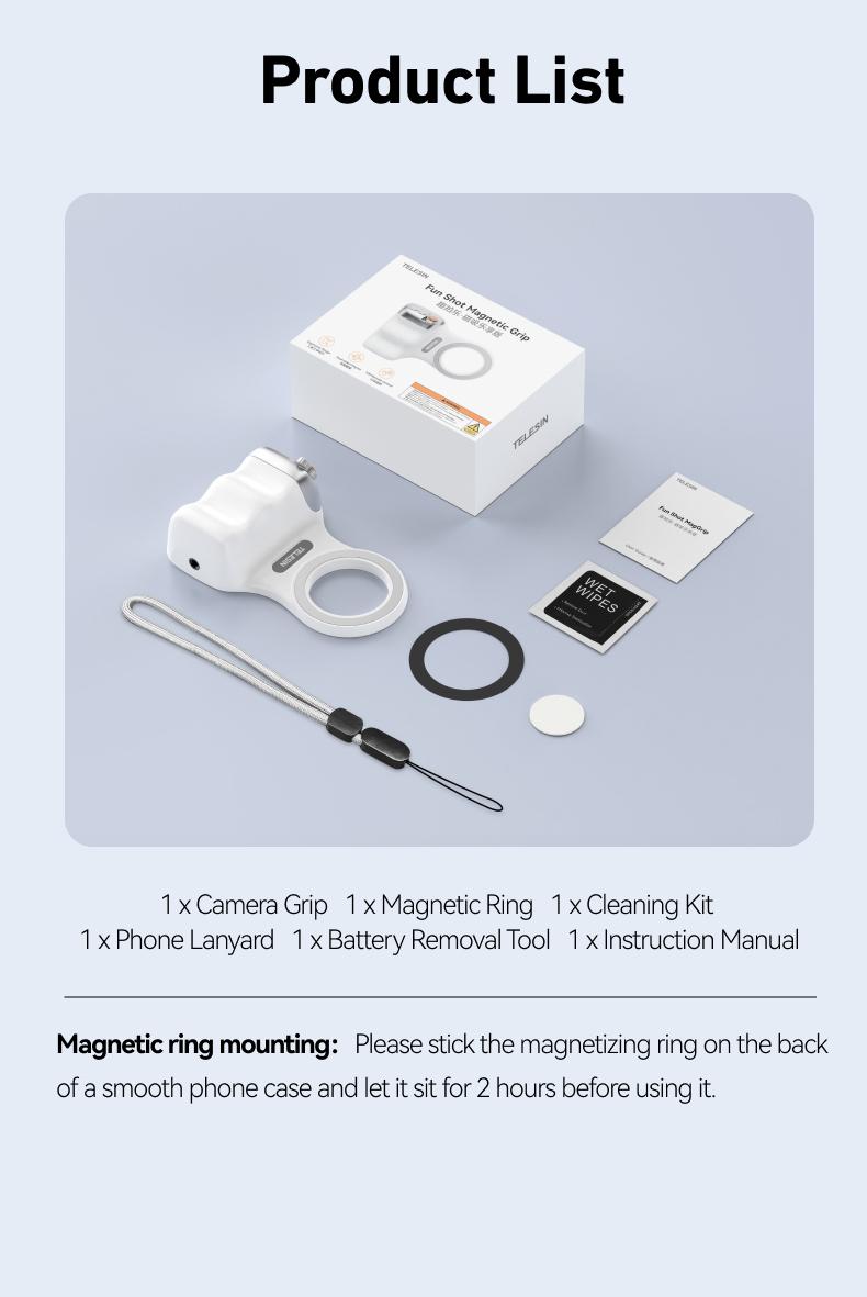 【TikTokShopBlackFriday】TELESIN Magnetic Phone Camera Grip with Wireless Shutter – DSLR-Style Handle for iPhone & Android, 1/4" Screw, Ergonomic Design, Perfect for Vlogging, Selfies, and Steady Shots, Compatible with iPhone 17