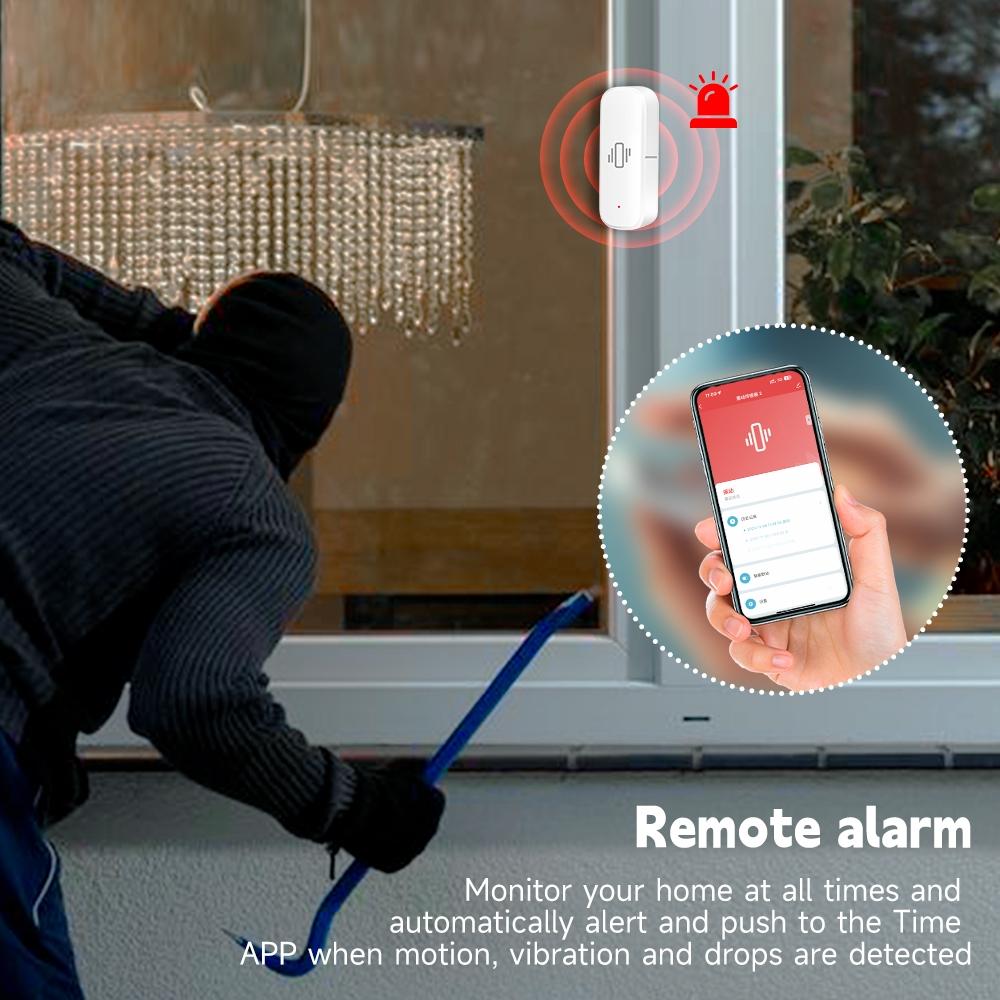 Tuya Wi-Fi/Zigbee intelligent vibration sensor Motion Sensor mobile phone remote security alarm system intelligent linkage app Google vibration senso intelligent life APP real-time monitoring of movement vibration alerts records