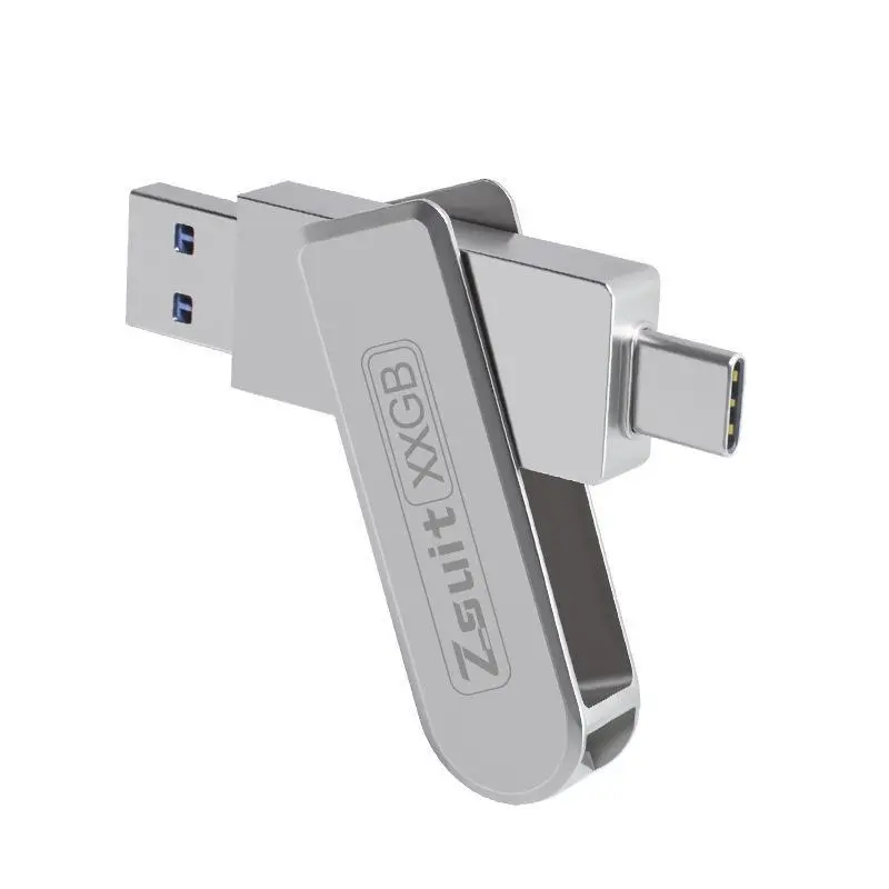 128GB Metal Dual-Interface Flash Drive – USB-A & Type-C 2-in-1 High-Speed ​​USB 3.2 Storage Stick; Portable OTG Drive for Smartphones, Laptops, and PCs (Office File Storage) – High-Speed ​​3.0 Edition