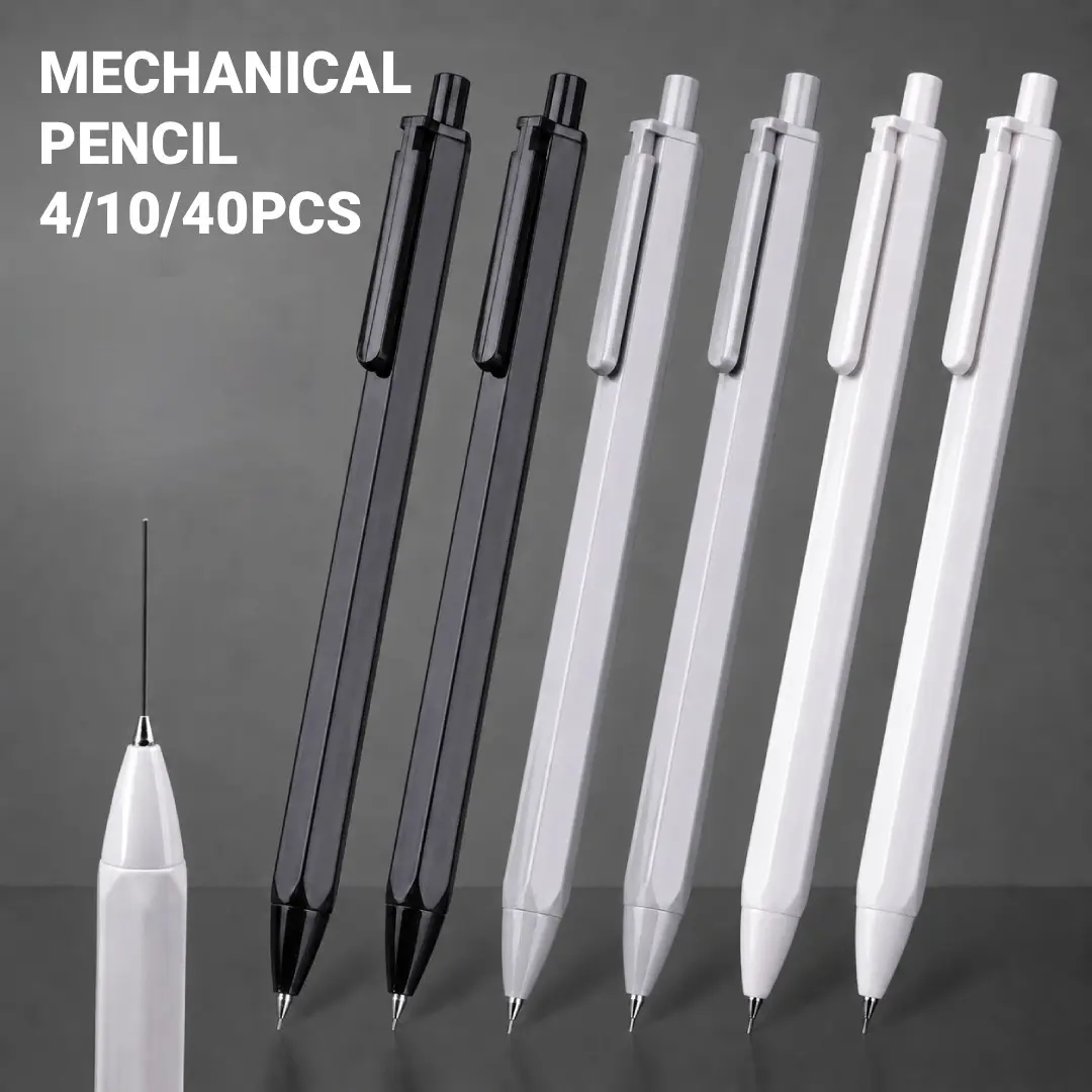 4-Pack Premium 0.5mm Mechanical Pencils Set, Durable Plastic Design with Comfort Grip, Ideal for Students, Office & Writing, School Classroom Supplies