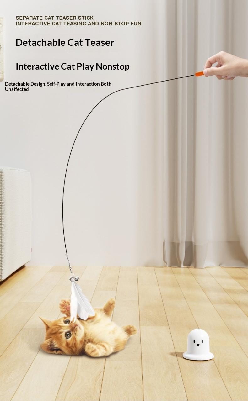 Interactive Suction Cup Cat Feather Wand with Bell, Self-Entertaining Toy for Cats