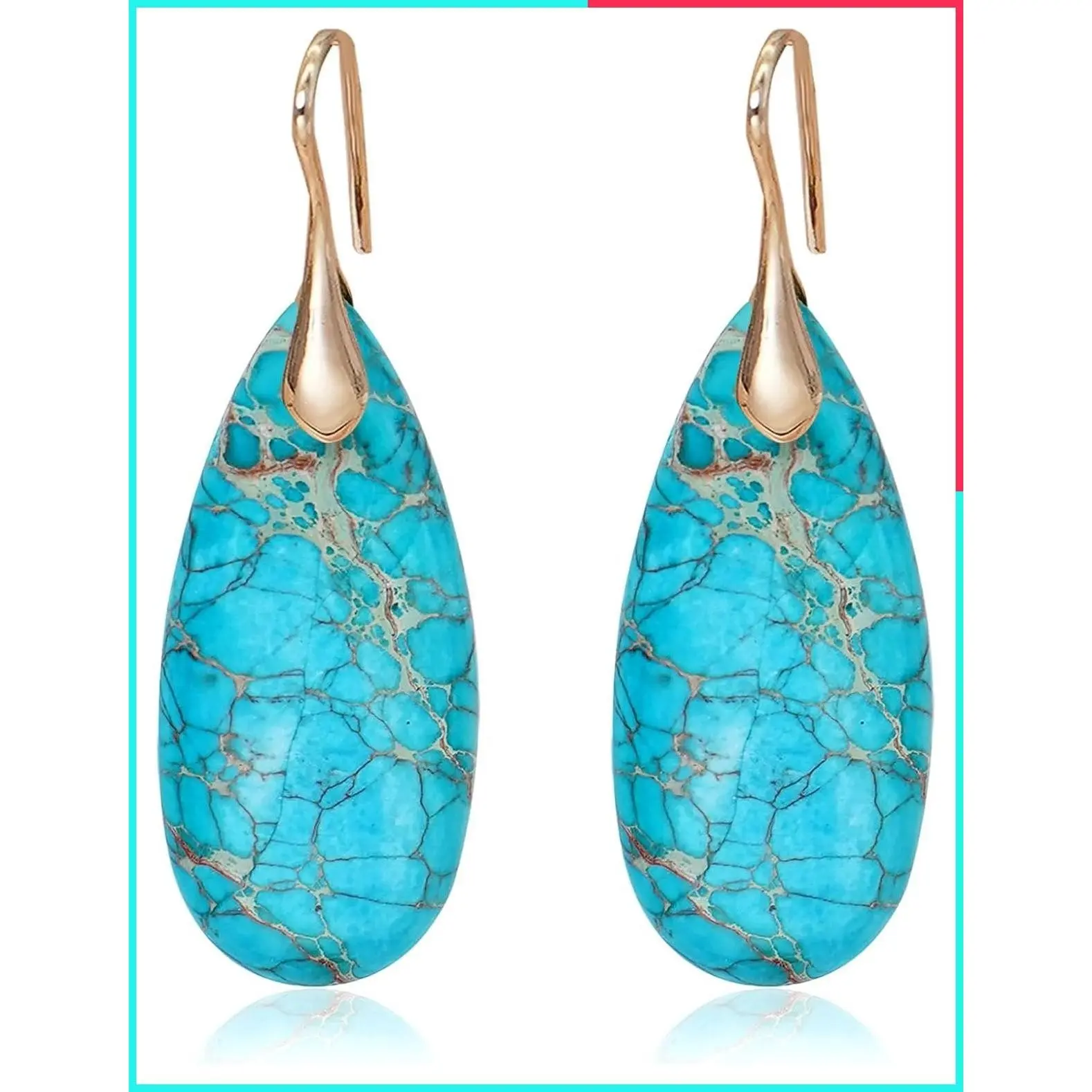 Natural Stone Waterdrop Dangle Earrings for Women