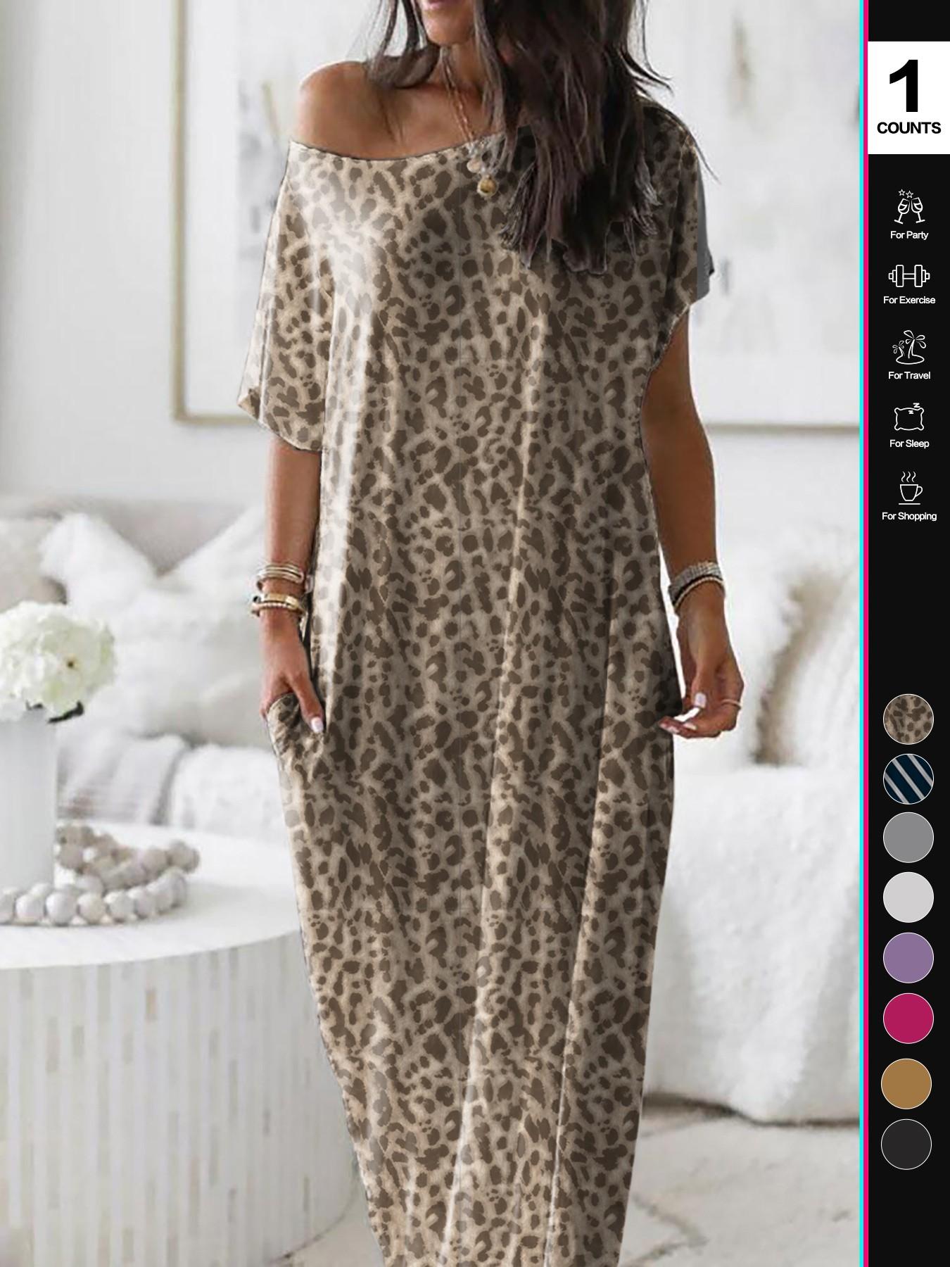 2026 Women's Solid Color Casual Loose Batwing Sleeve Loungewear Homewear Dress, Comfortable Daily Wearing Nightdress, Versatile Ladies' Sleepwear for All Seasons