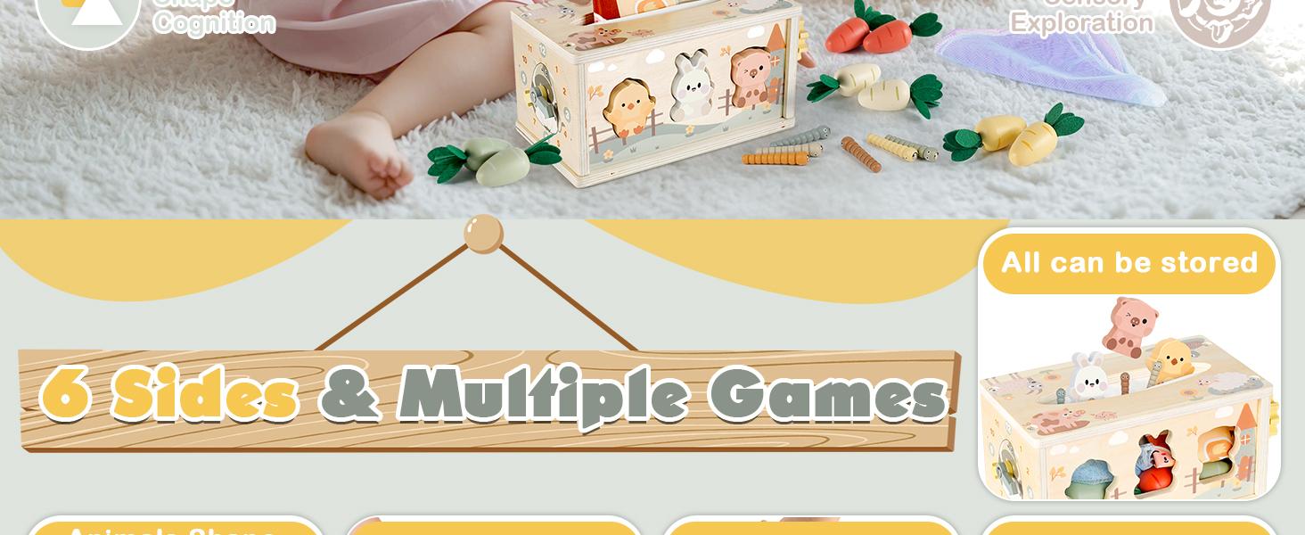 Baby Tissue Box Toy - Wooden Montessori Toys , Educational Baby Toys  for Preschool Learning Fine Motor Skills, Activity Cube Sensory,  Multifunctional Stuffers Learning Toy