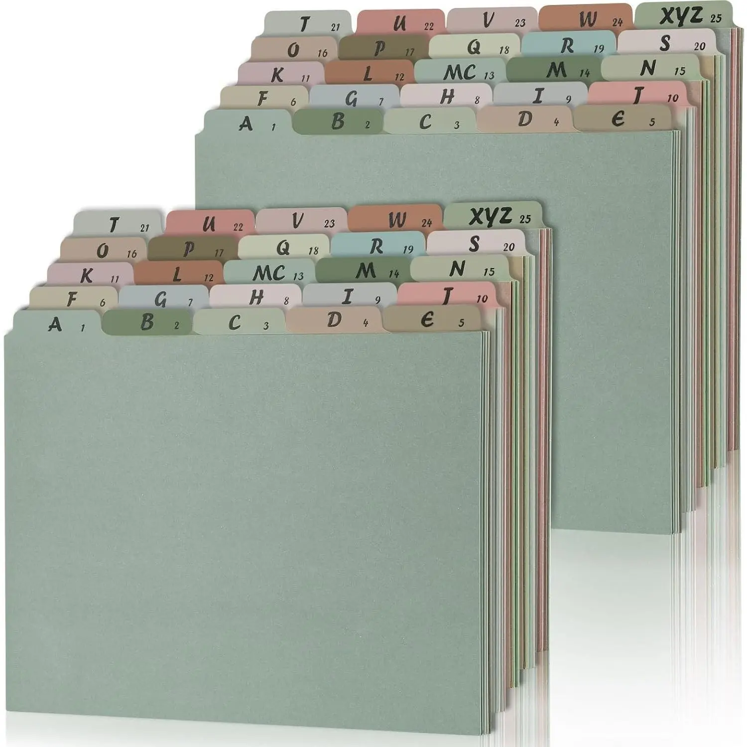 2 Set 50 Alphabet File Dividers A-Z Top Tab File Guides Letter Size 1/5 Cut Tab Manila Alphabetical File Organizer for Work Office Home School and Desk Organizer