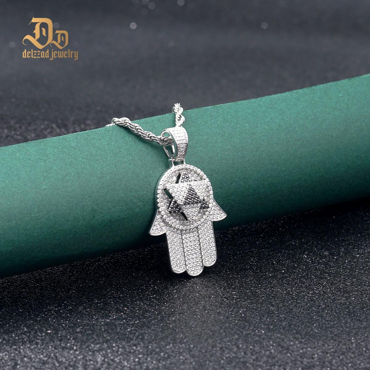 Delzzad 2ct Rotatable Bling Hand Charm Palm Pendant Necklace VVS Synthetic Moissanite Pendant Necklace S925 Chain Anniversary Christmas Gift Delzzad 2ct Rotatable Bling Hand Charm Palm Pendant Necklace VVS Synthetic Moissanite Pendant Necklace S925 Chain Anniversary Christmas Gift