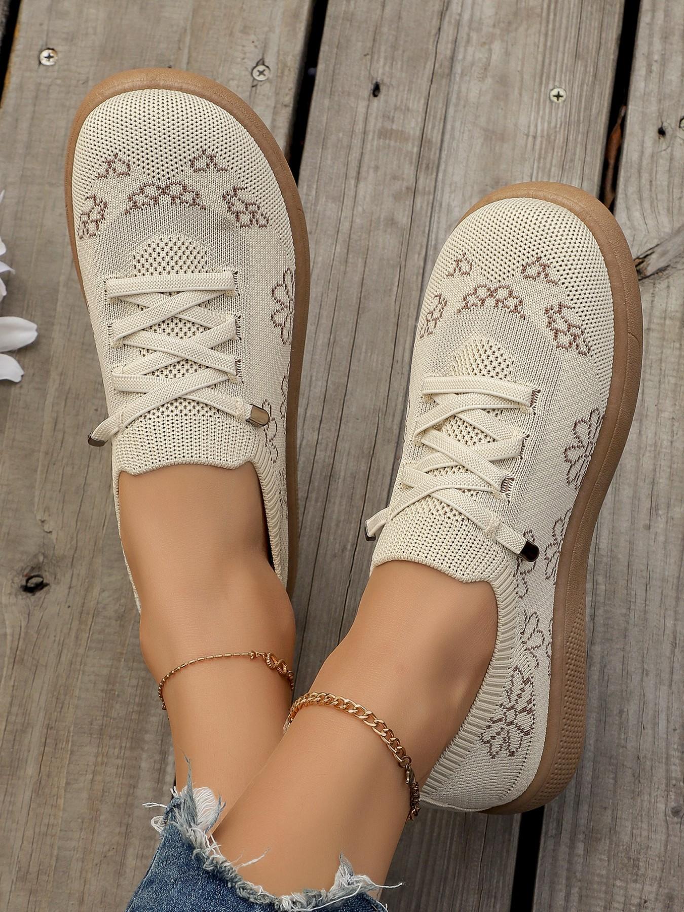 Women's Mesh Embroidered Casual Shoes, Soft Sole Anti-Slip Mom Shoes, Commuter Versatile Lazy Person Shoes, Comfortable Daily Wear