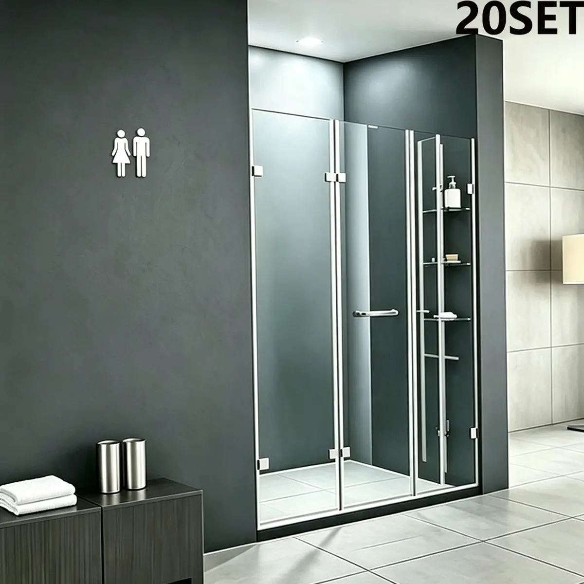 20sets Acrylic Mirror Wall Stickers, Men Women Restroom Signage, Toilet Guide Signs, Public Bathroom Indicator Decals for Hotel Restaurant Dorm, Home Wall Decor, Decorative