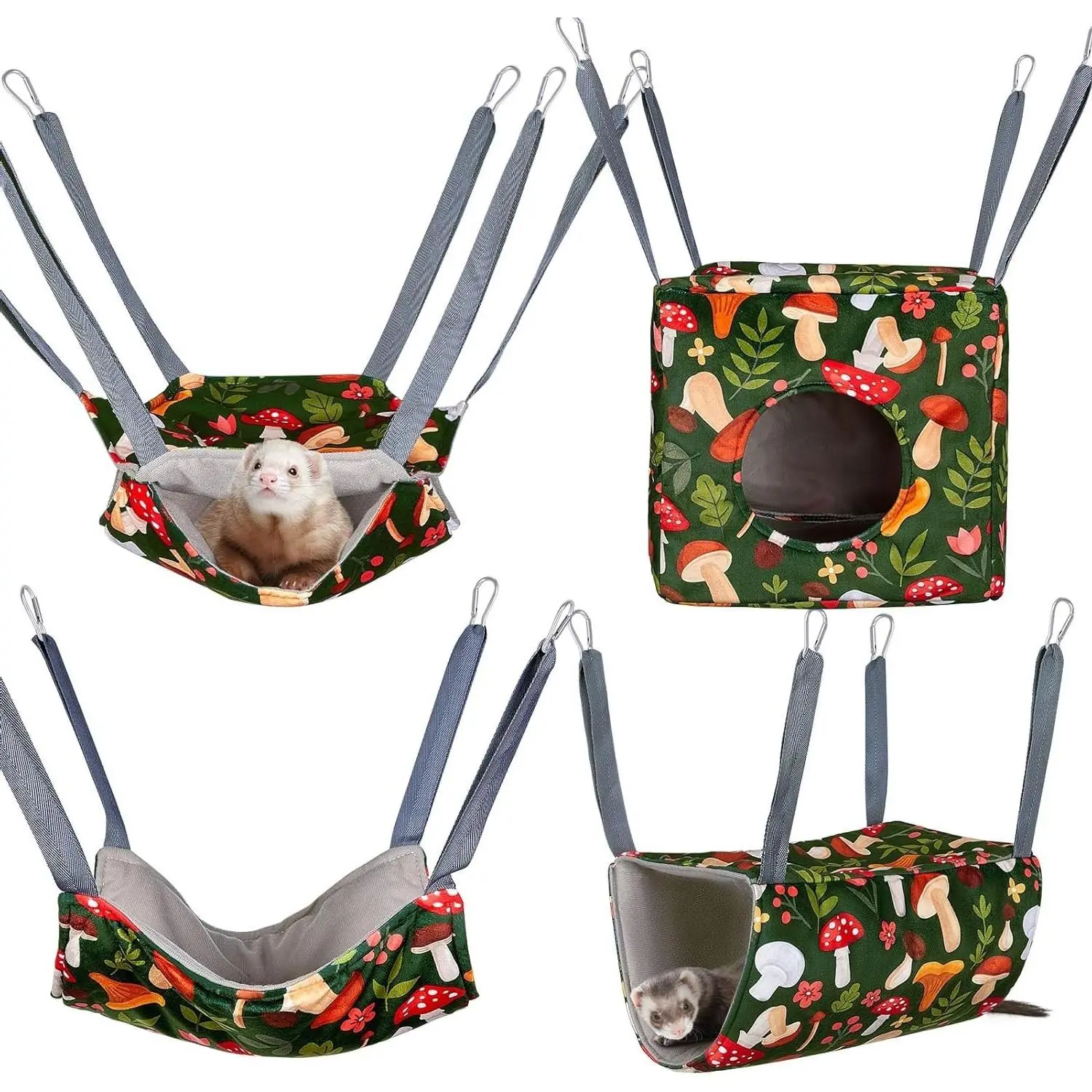 4 Pack Cozy Ferret Hammock, Soft Washable Cage Bed for Small AnimalsGift
