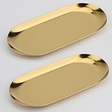 2 Pack 7 Inch Gold Oval Stainless Steel Decorative Tray Jewelry Dish Cosmetics Organizer Small Serving Platter for Bathroom Vanity Storage Durable Mirror Polishing Process 2 Pack 7 Inch Gold Oval Stainless Steel Decorative Tray Jewelry Dish Cosmetics Organizer Small Serving Platter for Bathroom Vanity Storage Durable Mirror Polishing Process
