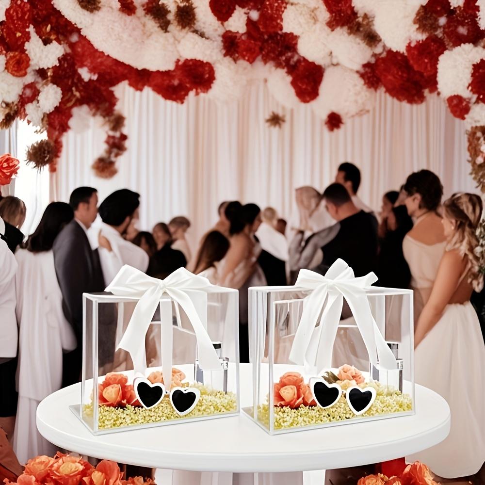 2pcs White Ribbon Handle Clear Gift Bag | Reusable, Durable, Sturdy Handle, Elegant Presentation | Weddings, Birthdays, Christmas, Easter, Mother's Day, Party, Celebration | Clear Gift Bag (Sac cadeau transparent)