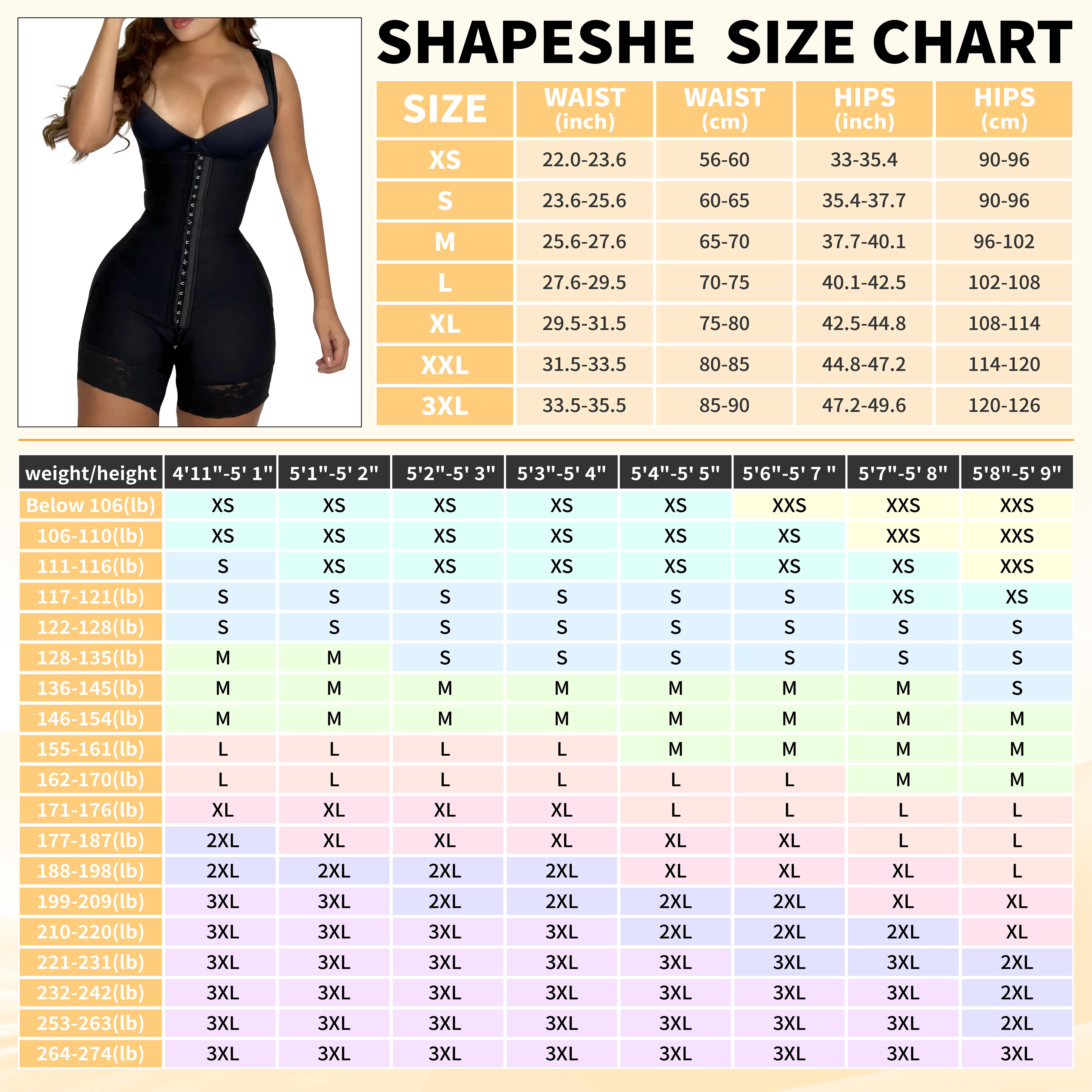 SHAPESHE Hourglass Shapewear for Women Comfort Corset Bodysuits Push Up Thigh Trimmer Girdle Fit Plus Size