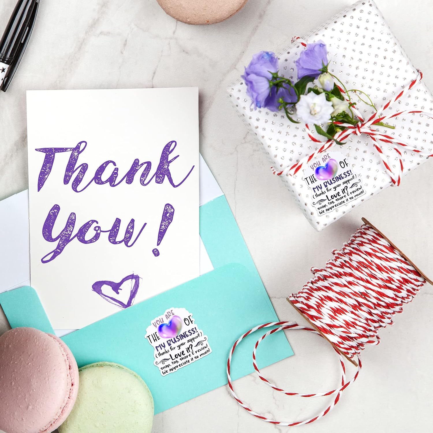 1000 count 1.5" Thank You Stickers Small Business You are the Heart of My Business Holographic Label Roll Self-Adhesive Sticker Packaging Seal for  Seller Order  Bag Envelope Office