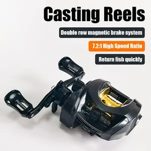 7.2:1 High Speed Baitcasting Reel, 3+1 Ball Bearings 5KG Drag, Left/Right Handed Fishing Reel
