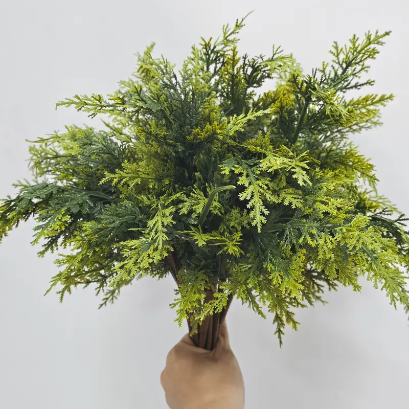 18" Real Touch Cedar Branches -12 Pcs Christmas Cedar Branch Realistic Fake Pine Picks Faux Greenery Plants Stem for Vase DIY Crafts Garland Wreath Indoor Outdoor Home Decor Plastic Fake Greenery