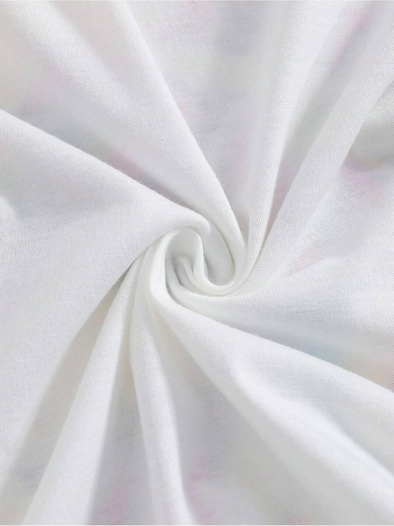 2pcs/Set Young Girls Colorful Unicorn & English Print Round Neck Short Sleeve T-Shirt And Elastic Waist Loose Shorts, Casual & Sports Outfit For Summer, School, Campus, College