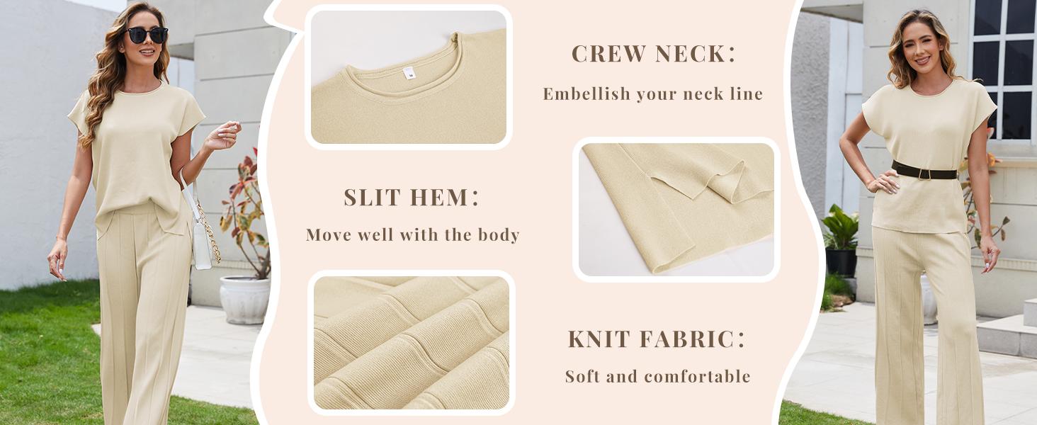 Tanming Women's 2 Piece Outfits Sweater Set Knit Pullover Tops High Waisted Pants Sweatsuits Lounge Set FallFreshness