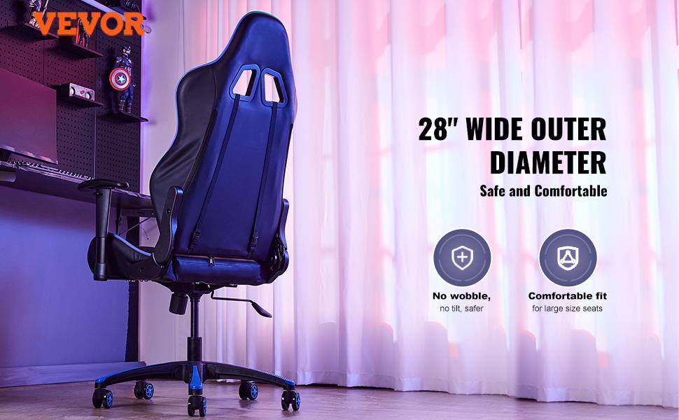 VEVOR Office Chair Base Replacement, 28, 2500 lbs Static Load, Heavy Duty Universal Computer Desk Chair Stool Base Part with 5 Casters and Reinforced Legs, Desk Chair Base Replacement, Black+ Blue