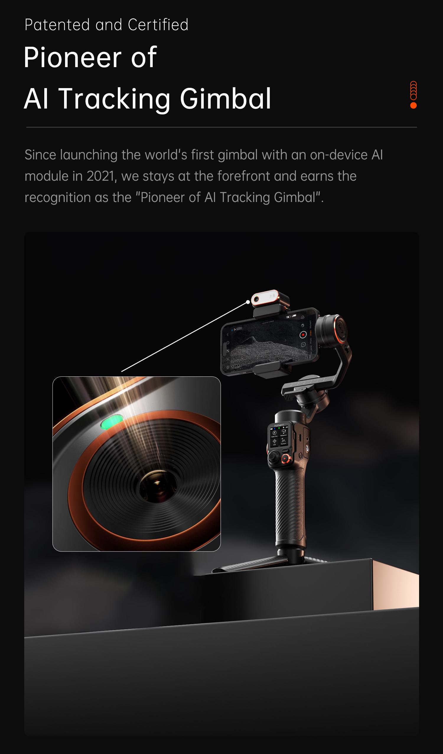 Hohem iSteady M7 Kit AI Tracking Smartphone New Gimbal Stabilizer 3-Axis with Magnetic Fill Light/AI Tracking Sensor for iPhone Android with 1/4-inch Color Tochscreen Display,Detachable Remote Controller, Max Payload 500g