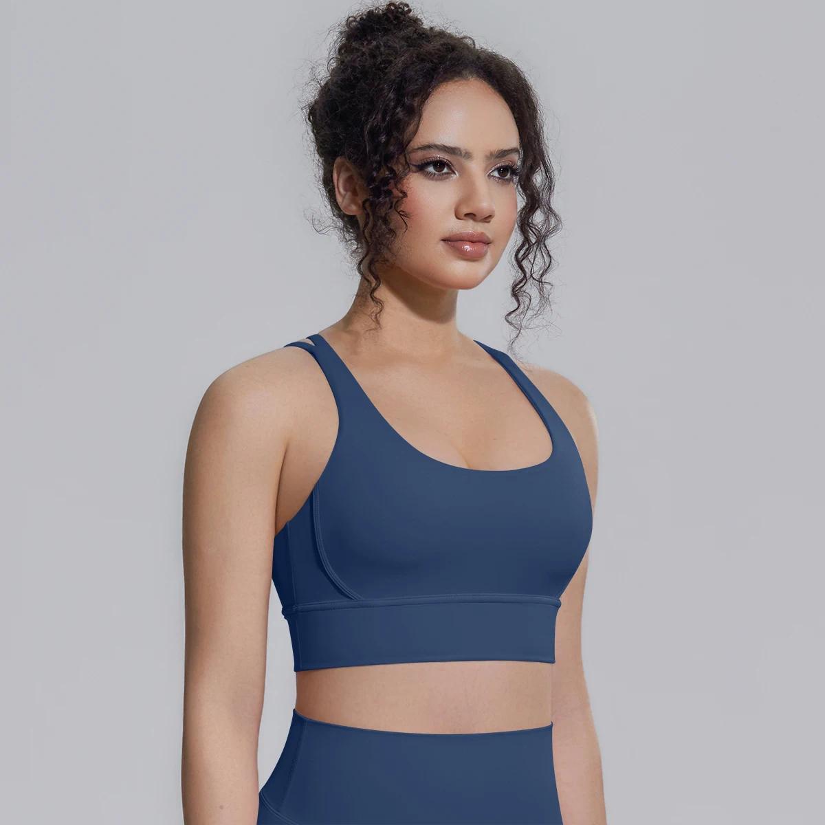 Summer Cross Straps Woman Yoga Bra Shock-absorbing Running Yoga Tank Top with Chest Pad Sexy Beautiful Back Gym Yoga Brassiere
