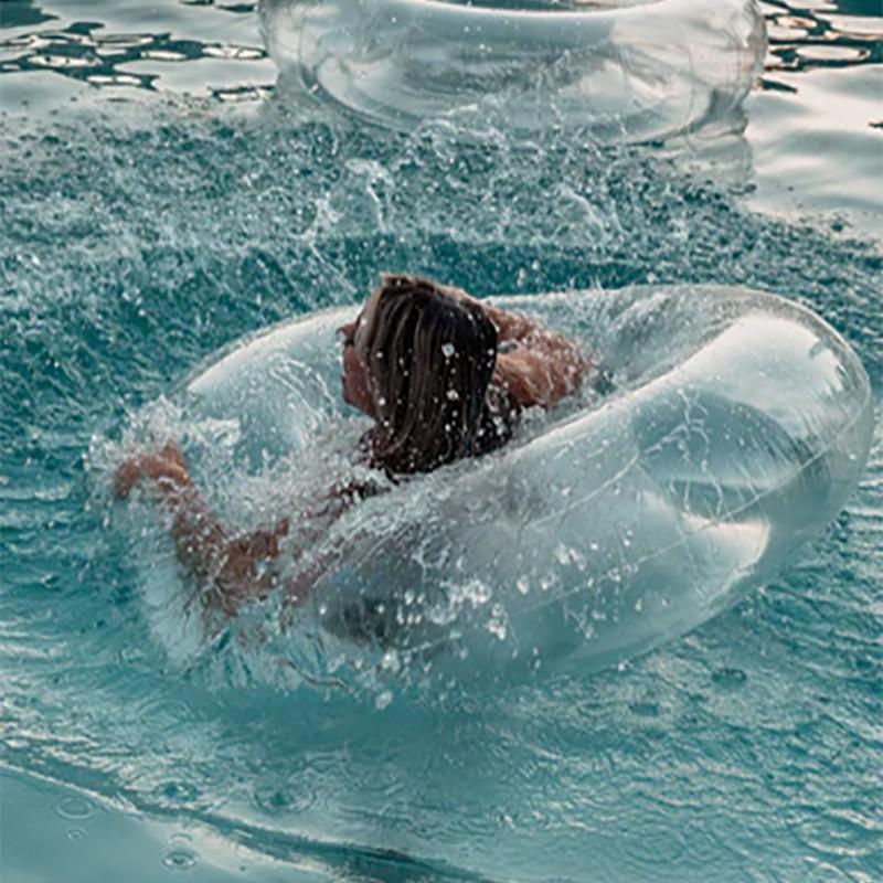 Adult Transparent Sequined Round Swimming Ring, Large Thick PVC Swim Buoyancy Aid, Comfortable Water Safety Accessory