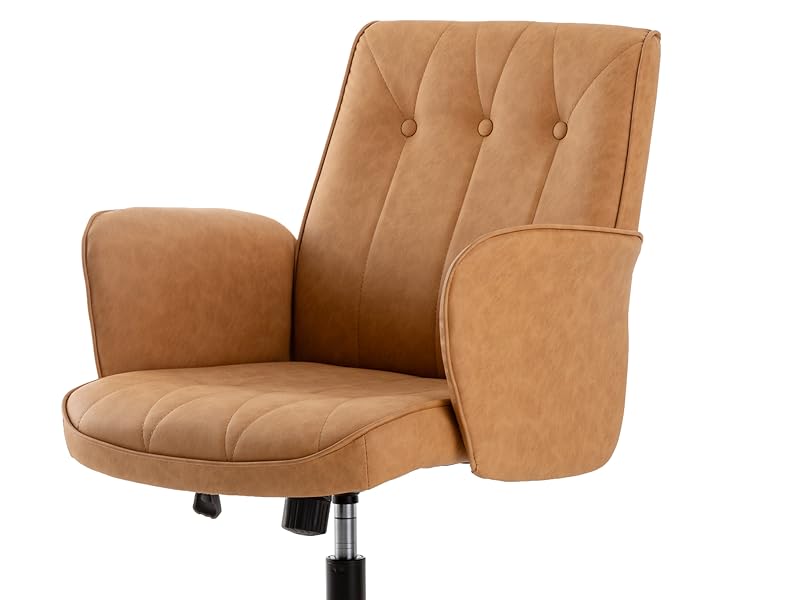 Okeysen Home Office Chair，Mid - Century Style, Padded Seat, Height - Adjustable with Wheels