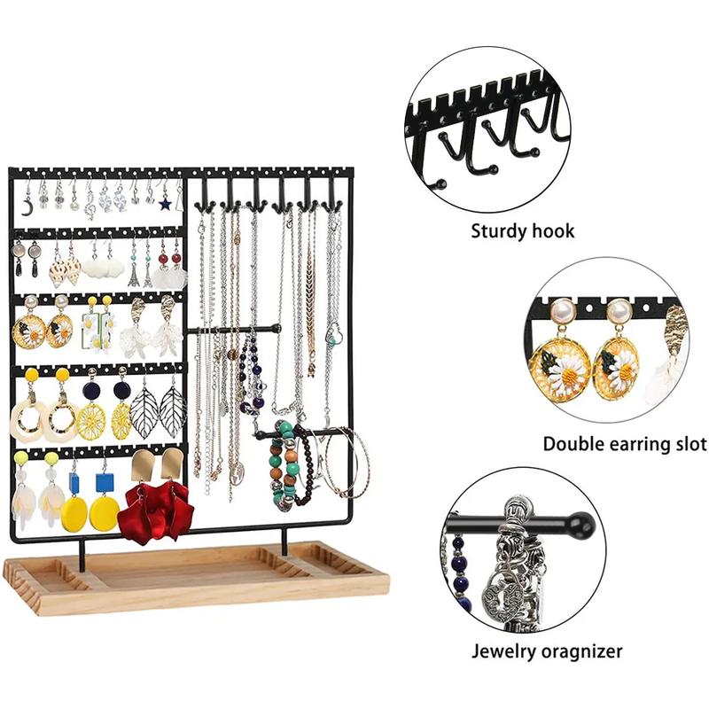 5 Tier Earring Holder with Wooden Tray, Multilayer Storage, 1 Count Summer Jewelry Organizer Storage Holder, Modern Trendy Multifunctional Jewelry Storage Display Rack, Summer for Gift, Unique Furniture for Bedroom, Accessories Box