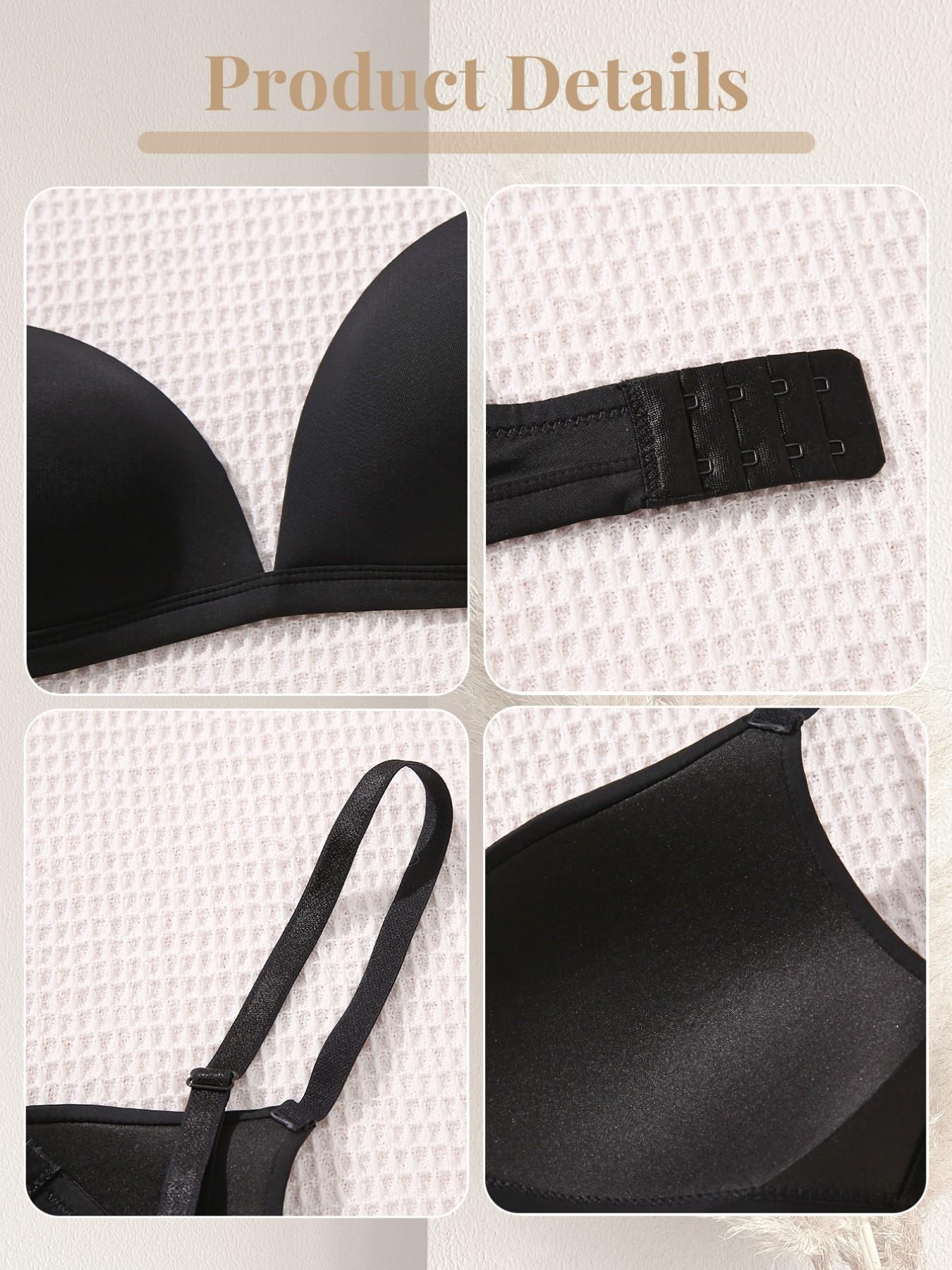 Women's Plain Invisible Seamless Push-Up Bra, Comfortable Breathable Everyday Wear, Medium Support Fitted Underwear, Soft Textured Bra