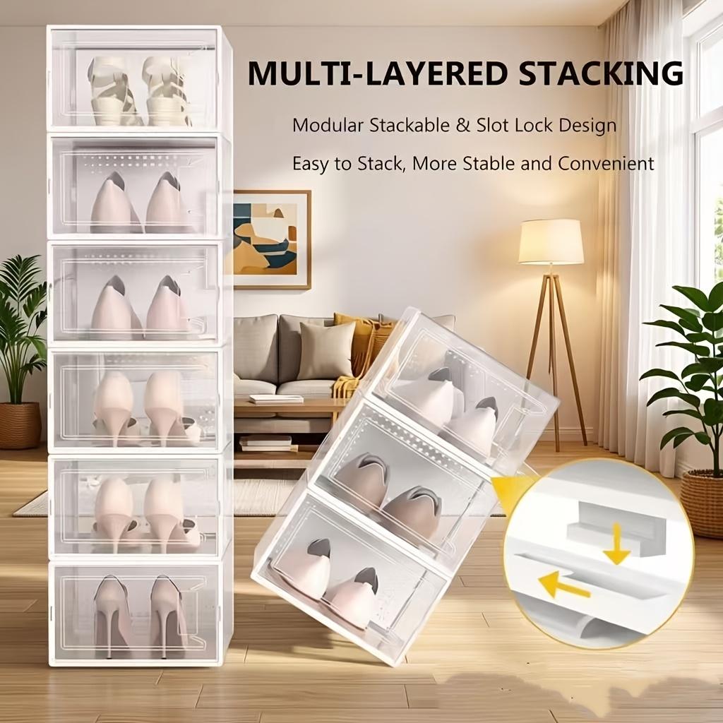 24-Pack Transparent Plastic Shoe Boxes with Lids, Foldable and Stackable Shoe Storage Bins Organiser - Waterproof, Space-Saving Shoe Storage for All Shoes, Multilayer Sneaker Display Racks - Suitable for Entryways, Bedrooms, Homes, and Dorms