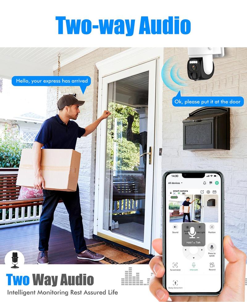 Hawkray 360Solar Security Camera with Spotlight, PIR Motion Detection, Color Night Vision, and Two-Way Talk 2K FHD WiFi IP Security Cam-IP66 Waterproof IR Night Vision Flash Light Connection Wireless 1Pc Surveillance Systems Card Monitoring Remote Speaker