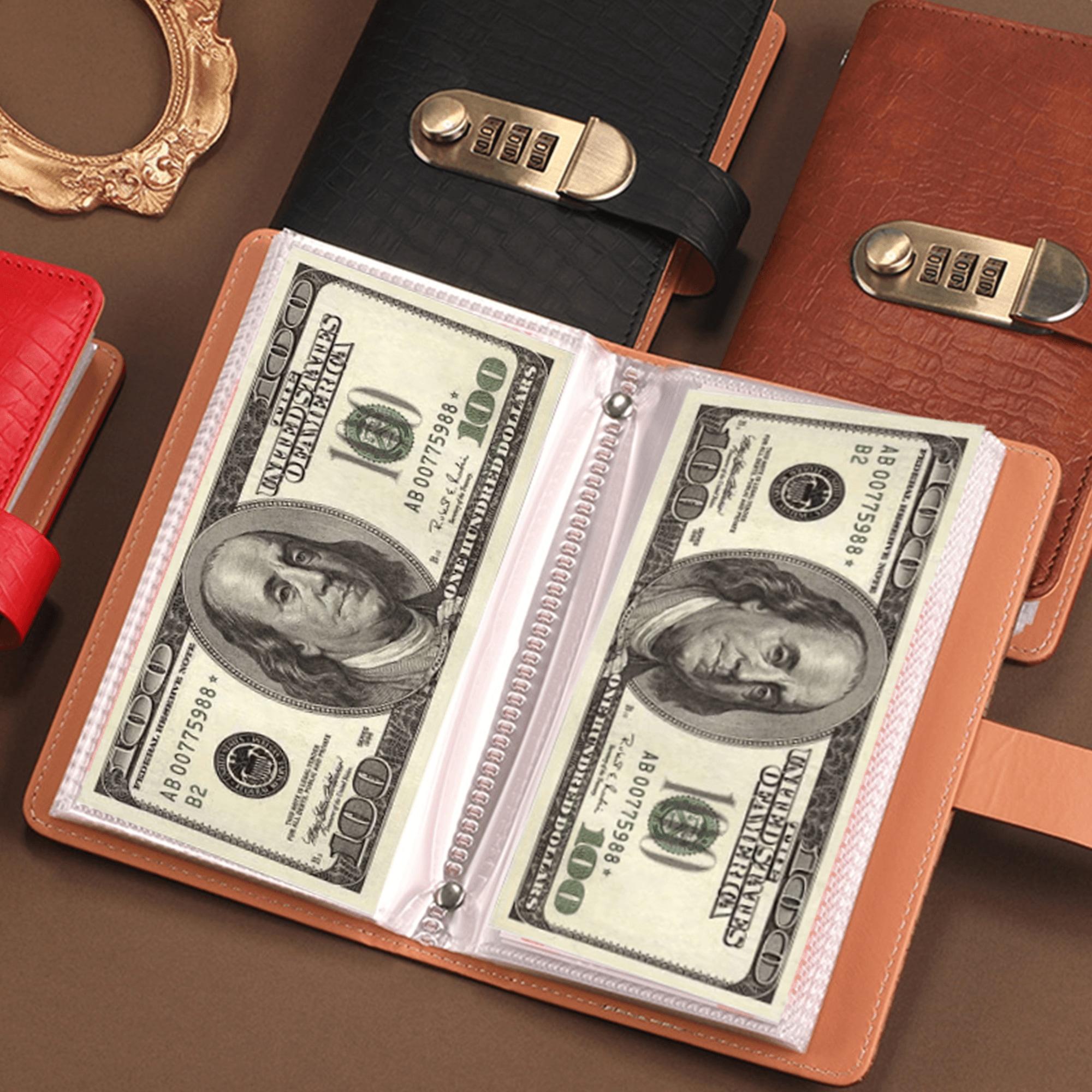 A6 savings notebook,a small financial management book with a lock, suitable for storing money and important information, 50 sheets and 100 pages of fun and easy to save binders -cash notebook Bill Organizer Planner Monthly Budget Planner