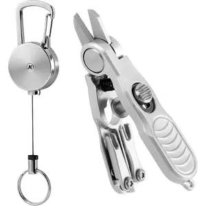 Fishing Line Cutter Tool, Fishing Scissors, Fly Tying Scissors, Multi-Function Folding Angler Accessory with Retractors and Knot Tying Tool, Stainless Steel Blades for Mono and Fluoro Lines