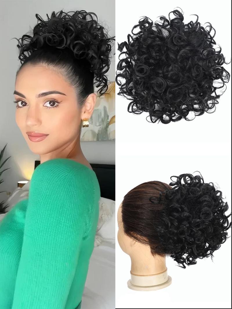 Natural Messy Bun Hair for Women, Synthetic Loose Wave Bun Hair is Ponytail Extension with Elastic Drawstring,  Gorgeous Bun Perfect for Beginners Daily Wear &Party Use. Synthetic Curly Hair (8 Inch)