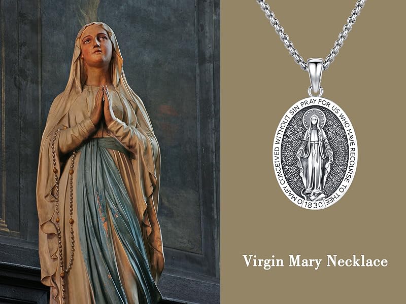 Jesus Christ/St Michael/St Christopher/St Jude/St Andrew/St Raphael/Virgin Mary 925 Sterling Silver Pendant Necklace Archangel Saint Michael Necklace for Men Women Religious Jewelry Protection Amulet Gifts