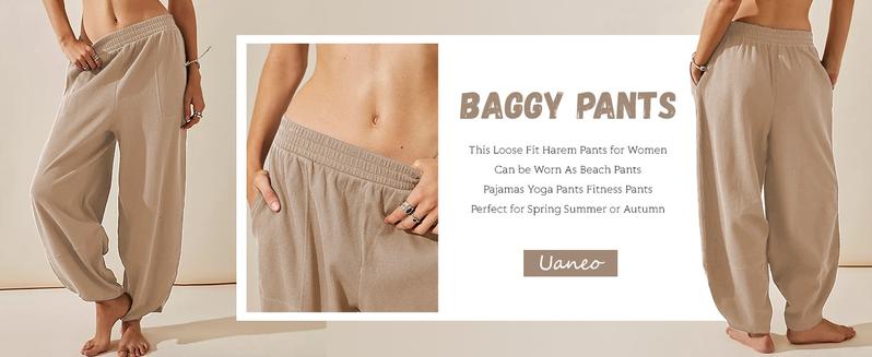 UANEO Women's Baggy Wideleg Pants Casual Elastic Waisted Palazzo Harem Pants with Pockets TikTokShopBlackFriday UANEO Women's Baggy Wideleg Pants Casual Elastic Waisted Palazzo Harem Pants with Pockets TikTokShopBlackFriday