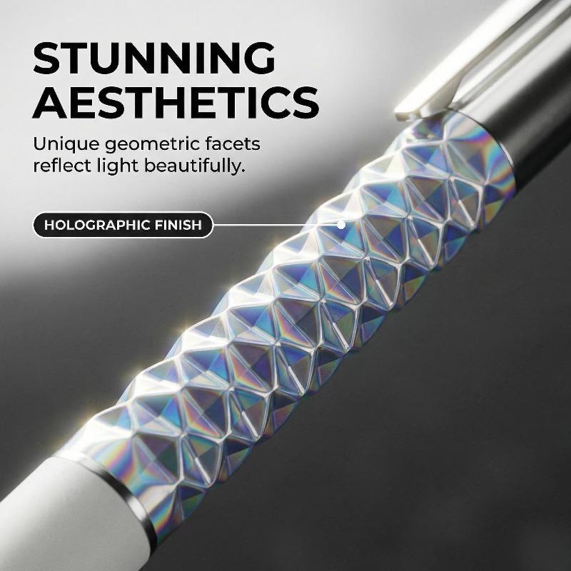 One-Click Deformable Pen, Geometric Shape-Shifting Pen - 6 Pack Rollerball Pen Set ( 2 Black, 2 Silver, 2 Gold) | Press to Form Diamond Crinkle Design | Multi-Functional Creative Gift for Writing, Drawing & Stress Relief