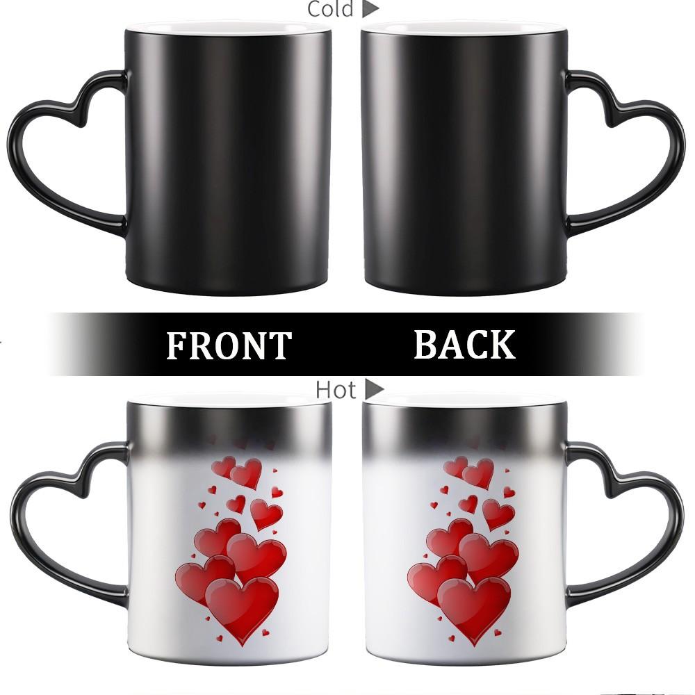 1pc Magical Color Changing Mug with Heart-Shaped Handle, 11oz Unique Red Heart Design, Perfect for Birthdays, Valentine'S Day, and Holiday Gifts