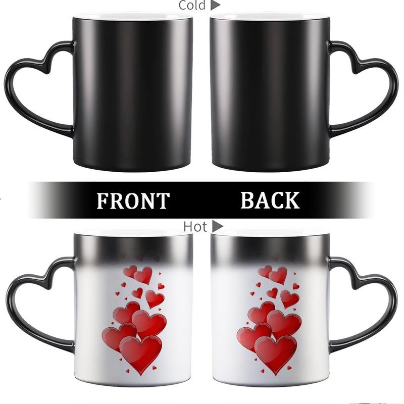 1pc Magical Color Changing Mug with Heart-Shaped Handle, 11oz Unique Red Heart Design, Perfect for Birthdays, Valentine'S Day, and Holiday Gifts