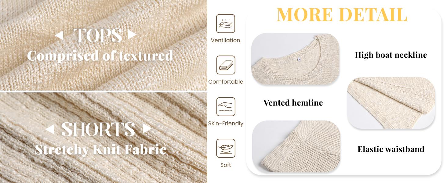 UANEO Women's 2 Piece Outfits Summer Knit Sweater Set Sleeveless Tunic Top Matching Shorts Trendy Beach Vacation Sets TikTokShopBlackFriday