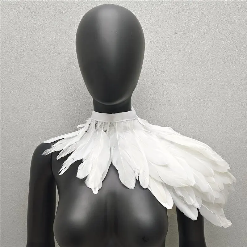Halloween Shawls Snood Children Gothic Style Dress Cape Cosplay Neck Scarves Woman White Scarf Y2k Feather Wedding Party Shawl