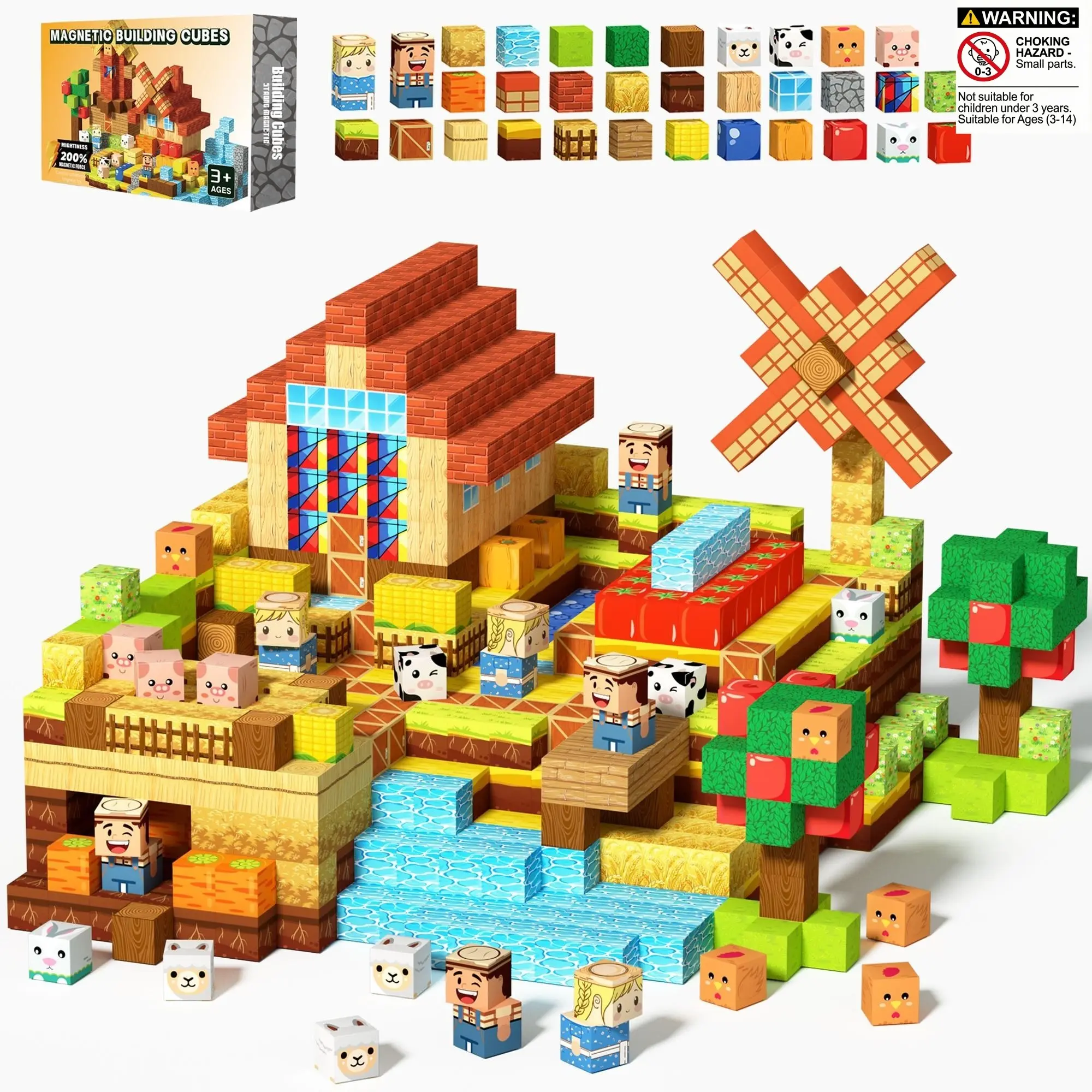 150/100PCS Magnetic Blocks DIY Model Kit-Windmill Farm, Magnetic Building Blocks Set, Building Kits, Magnetic Tiles, Magnetized Construction Set, STEM Montessori Children Sensory Toys for 3+ Boys Girls, Birthday Gift for kids