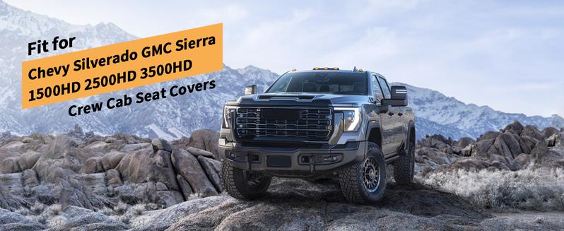 For Chevy Silverado/GMC Sierra 1500 2500/3500HD 2019 2020 2021 2022 2023 2024 2025 2026 Red Lines Custom Car 5-Seat Covers Full Set Waterproof Fuax Leather Full Coverage Front & Rear Full Set All inclusive Customed Car Cushions