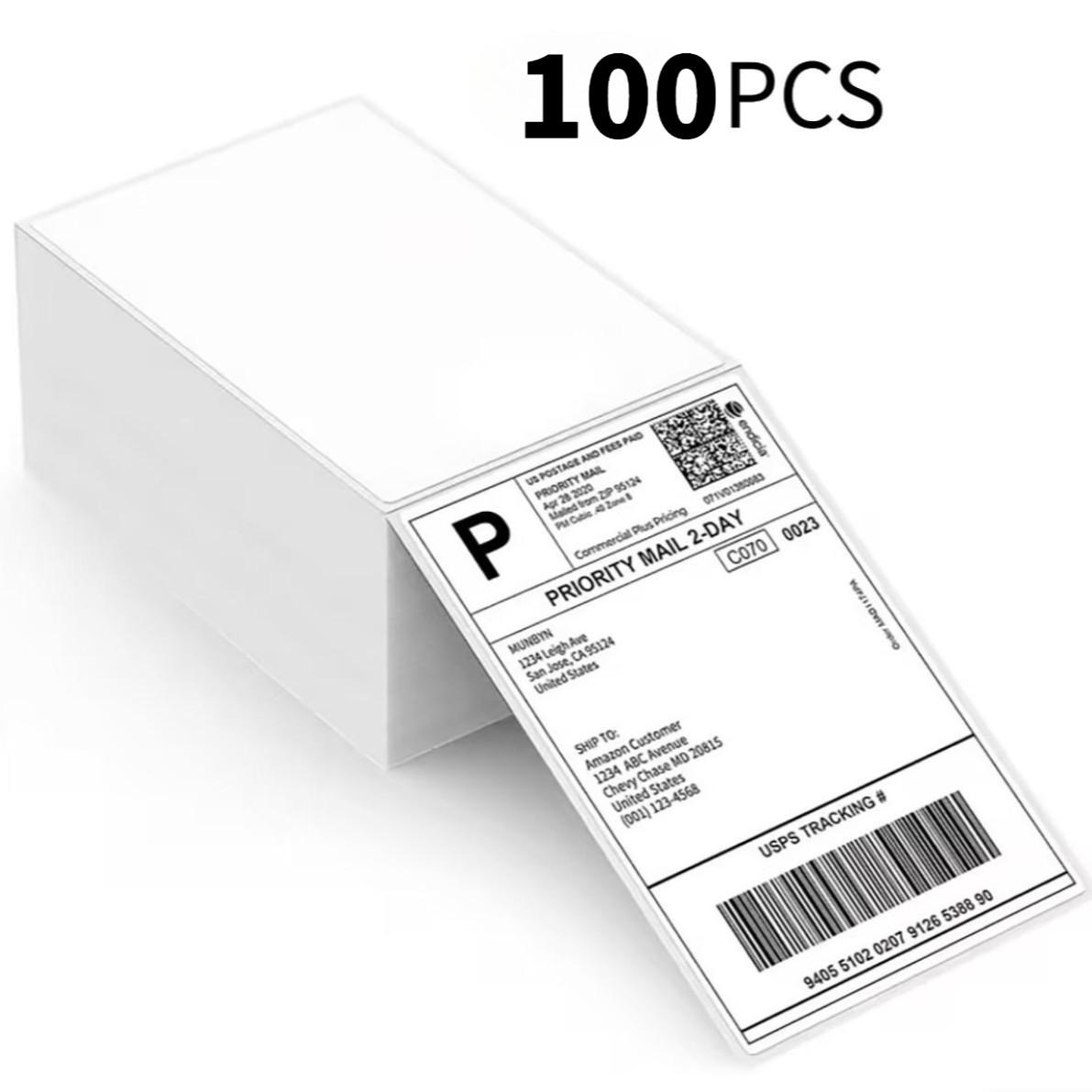 4x6 Inch Self-Adhesive Shipping Labels, 100 Sheets/200 Sheets Thermal Labels, 100 X 150mm for D100 & D200 Thermal Printers