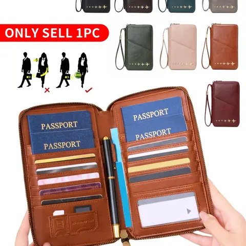 Multifunctional Zipper Travel Passport Holder, RFID Blocking Card Holder, Travel Accessories, Travel Essentials, Ideal Gifts, Unisex Passport Bag for Family Travel Documents, Passport Cover, RFID Anti Theft, RFID Theft Proof