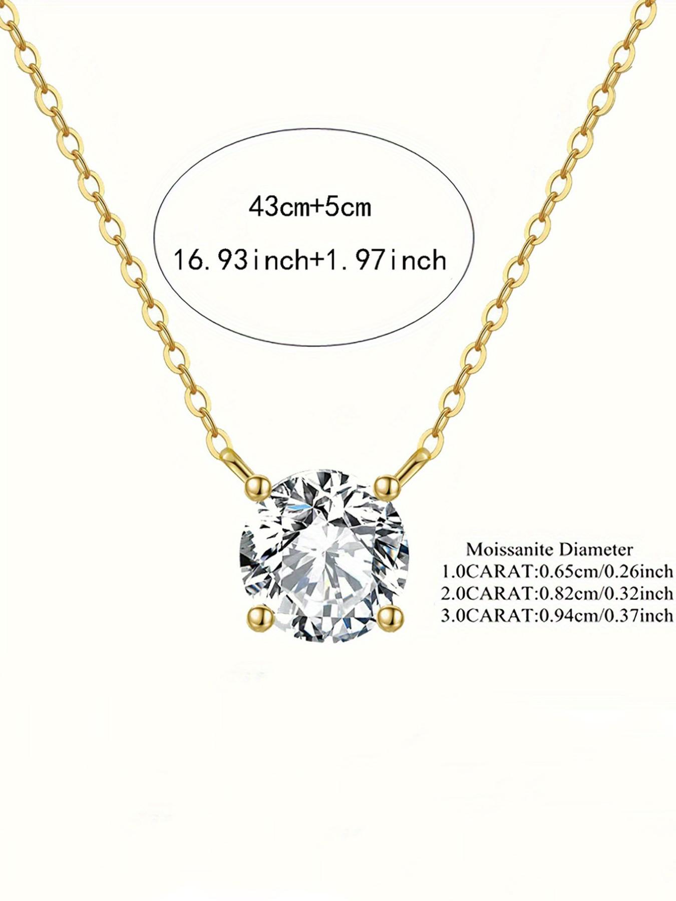 A pair of moissanite Pendant Necklace, D Color 1-3 Carat Lab-Grown Diamond, 925 Sterling Silver Jewelry, Perfect for Wedding and Engagement