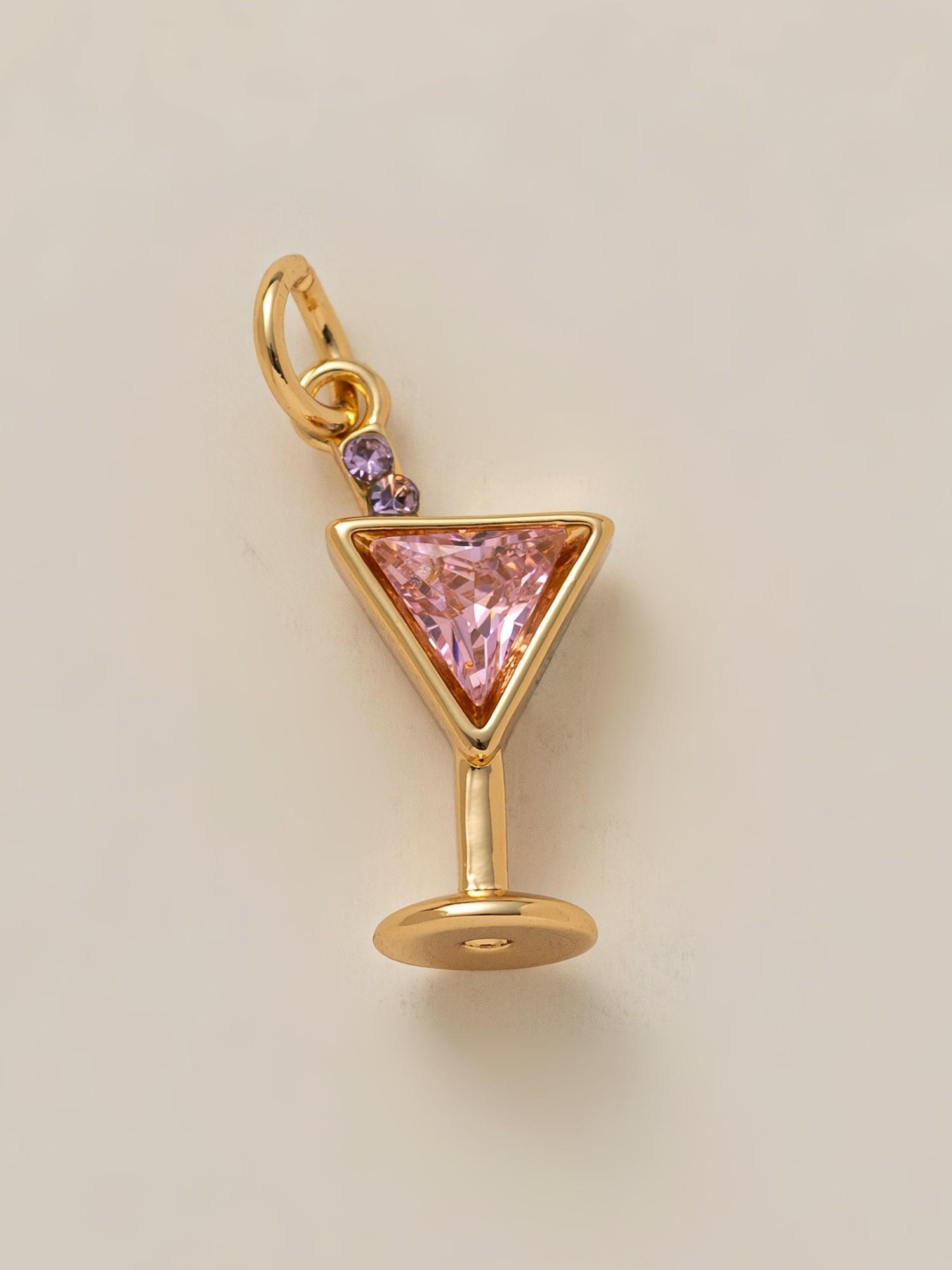 1PC Fashion Bohemian Style Pendant, Wine Glass, Shoes, French Fries, Champagne, Food Sports Series Pendant, Copper Plated 18K Gold, Suitable for DIY Fashion Accessories of Keychains, Bags, Jewelry