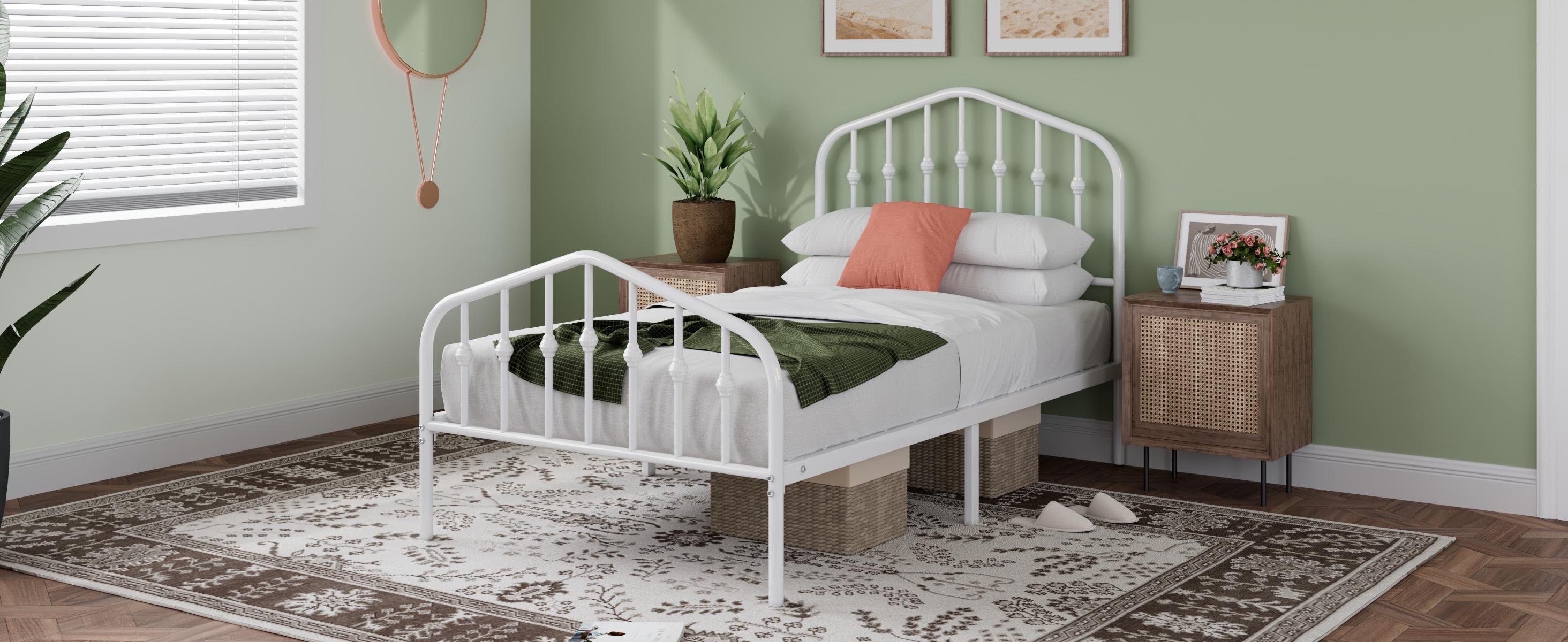 MUTICOR Full/ Queen/ King Metal Platform Bed Frame with Victorian Style Wrought Iron-Art Headboard/Footboard,【Frame Only No Mattress】No Box Spring Required,Black#TikTokShopBlackFriday #ChristmasGifts