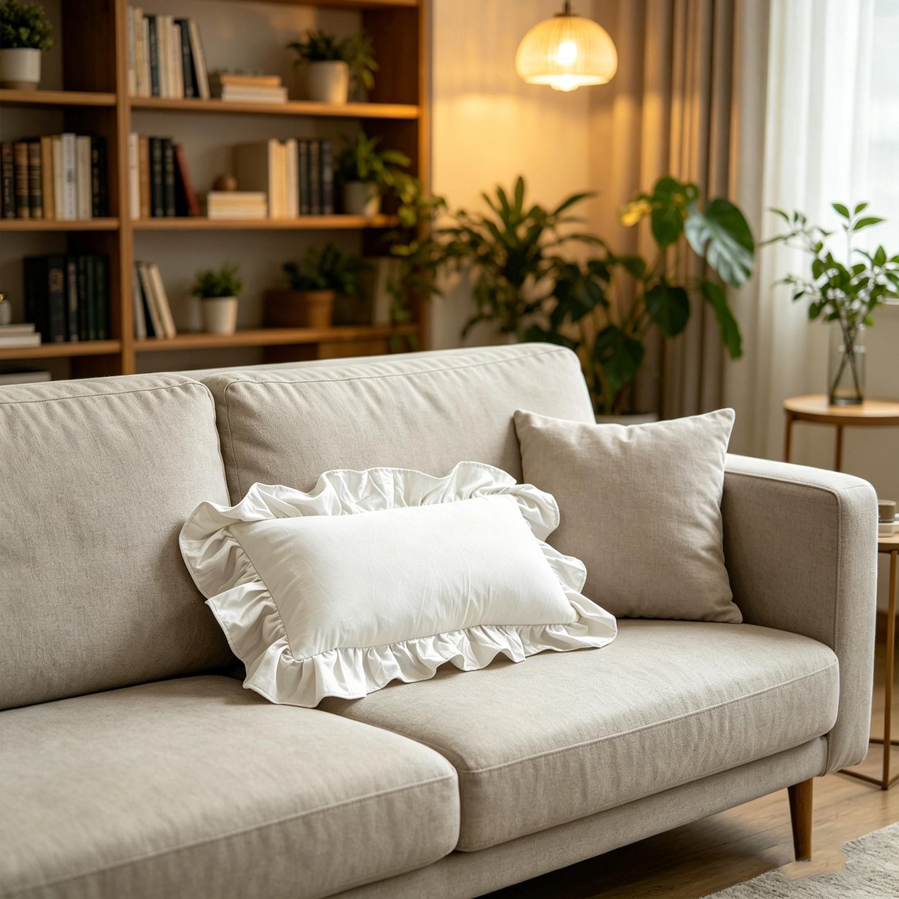 1 Piece Ruffled Pillow, Soft Comfortable Cushion with Filling, Elegant French Vintage Style, Sofa Living Room Decor, Mother's Day Gift